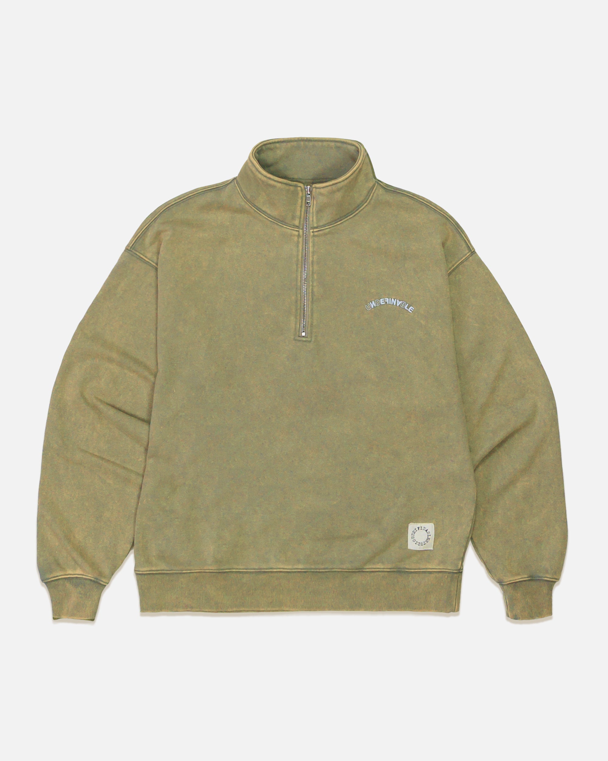 [PRE-ORDER] Urban Acid Washed Quarter-Zip Sweatshirt – 420gsm French Terry (Sage / Black)